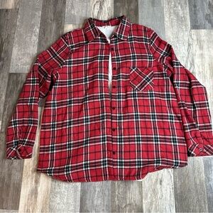 E. Luna Flannel Button Up, 1X Women, Red